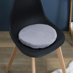 maxibazar Galette Chaise Imitation Fourrure Fin Gris 34Cm