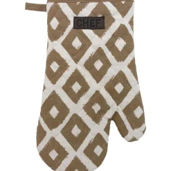 maxibazar Gant De Cuisine Chef Losange 18X28Cm Coton Taupe