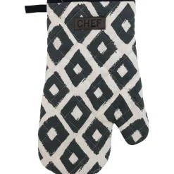maxibazar Gant De Cuisine Chef Losange 18X28Cm Coton Noir