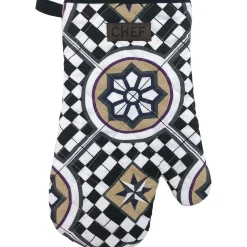 maxibazar Gant De Cuisine Chef Mosaique 18X28Cm Coton Framboise