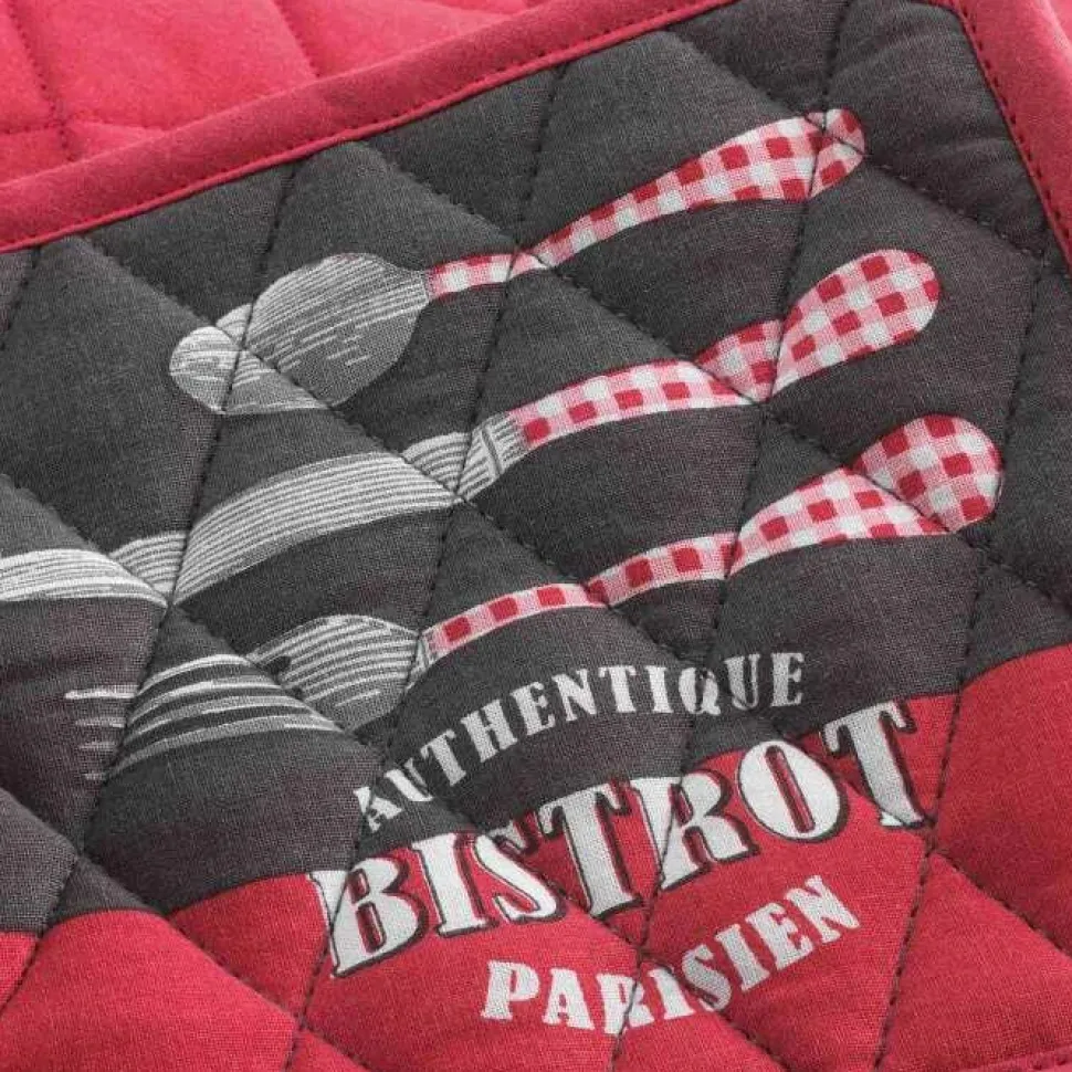 maxibazar Gant Et Manique 18X28Cm 20X20Cm Coton Imp Au Bistrot Rouge