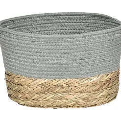 Grande Corbeille Ovale Coton Matiere Vegetale Kaki Naturel