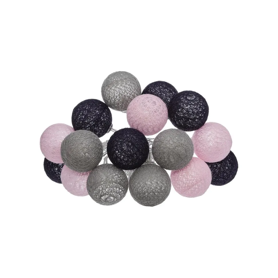 maxibazar Guirlande Led Pile 16 Boules Pinky D.3.5Cm