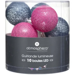 maxibazar Guirlande Led Pile 10 Boules Sorbet D.6Cm