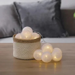 Atmosphera Guirlande Led Pile 10 Boules Blanc D.6Cm