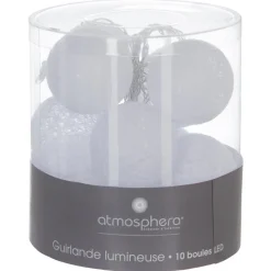 Atmosphera Guirlande Led Pile 10 Boules Blanc D.6Cm
