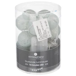 maxibazar Guirlande Led Pile 16 Boules Celadon D.3.5Cm