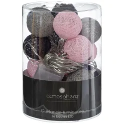 Atmosphera Guirlande Led Pile 16 Boules Smoky D.3.5Cm