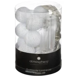 Atmosphera Guirlande Led Pile 16 Boules Blanc D.3.5Cm