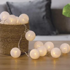 Atmosphera Guirlande Led Secteur 20 Boules Blanc D.6Cm