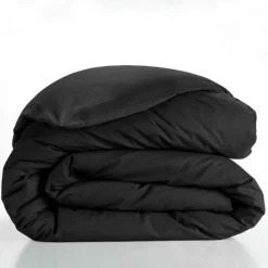 maxibazar Housse Couette 240X220Cm Uni 57 Fils Lina Noir