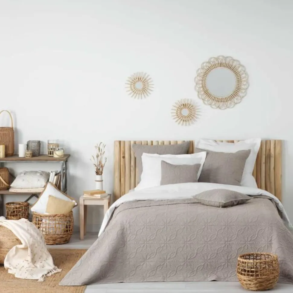 maxibazar Housse De Coussin 40 X 40 Cm Florette Taupe