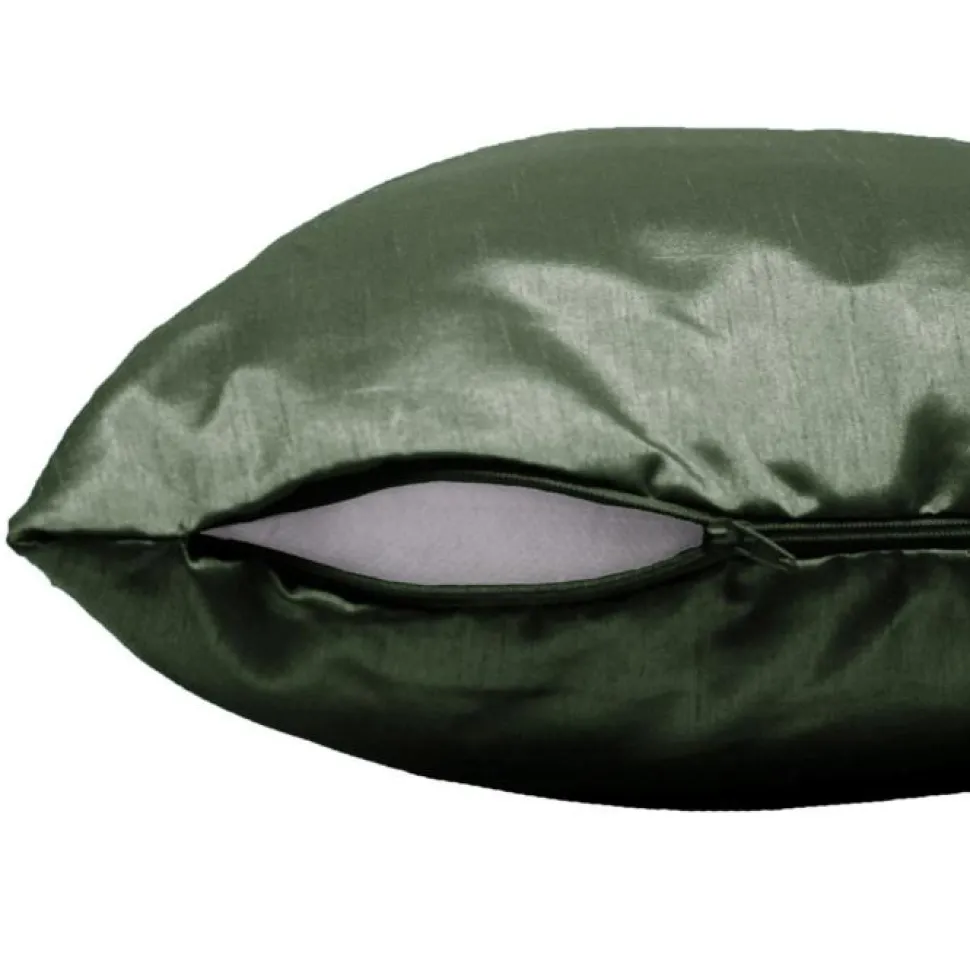 maxibazar Housse De Coussin Encart 40X40Cm Shantung Uni Shana Kaki