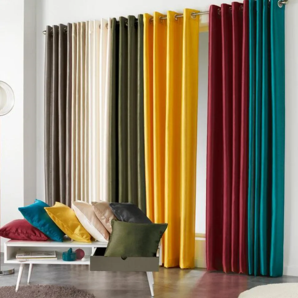 maxibazar Housse De Coussin Encart 40X40Cm Shantung Uni Shana Kaki