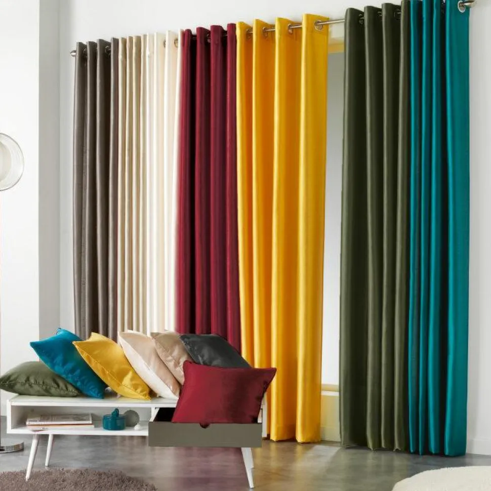 maxibazar Housse De Coussin 40X40Cm Shantung Uni Shana Bordeaux