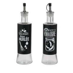 Huile Vinaigre Verre Acier 6.7X24.8Cm
