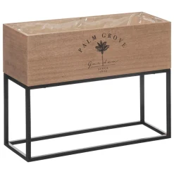 maxibazar Jardiniere Bois Metal Botanic D.50X48X18Cm