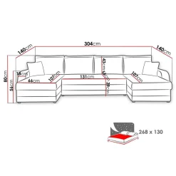 Kris Canapé Angle Convertible Panoramique Noir Et Rouge