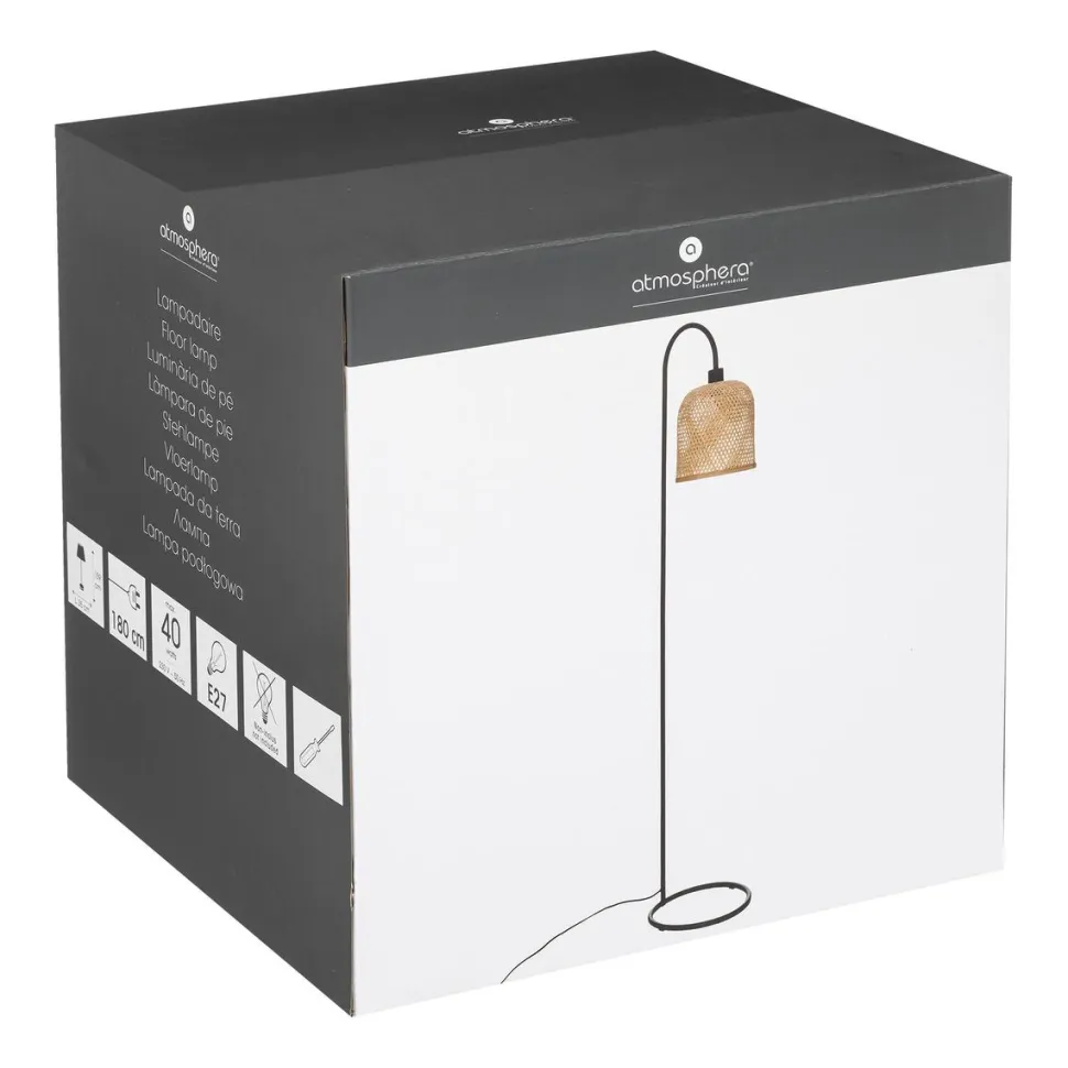 maxibazar Lampadaire Droit Alicante Noir H.159Cm