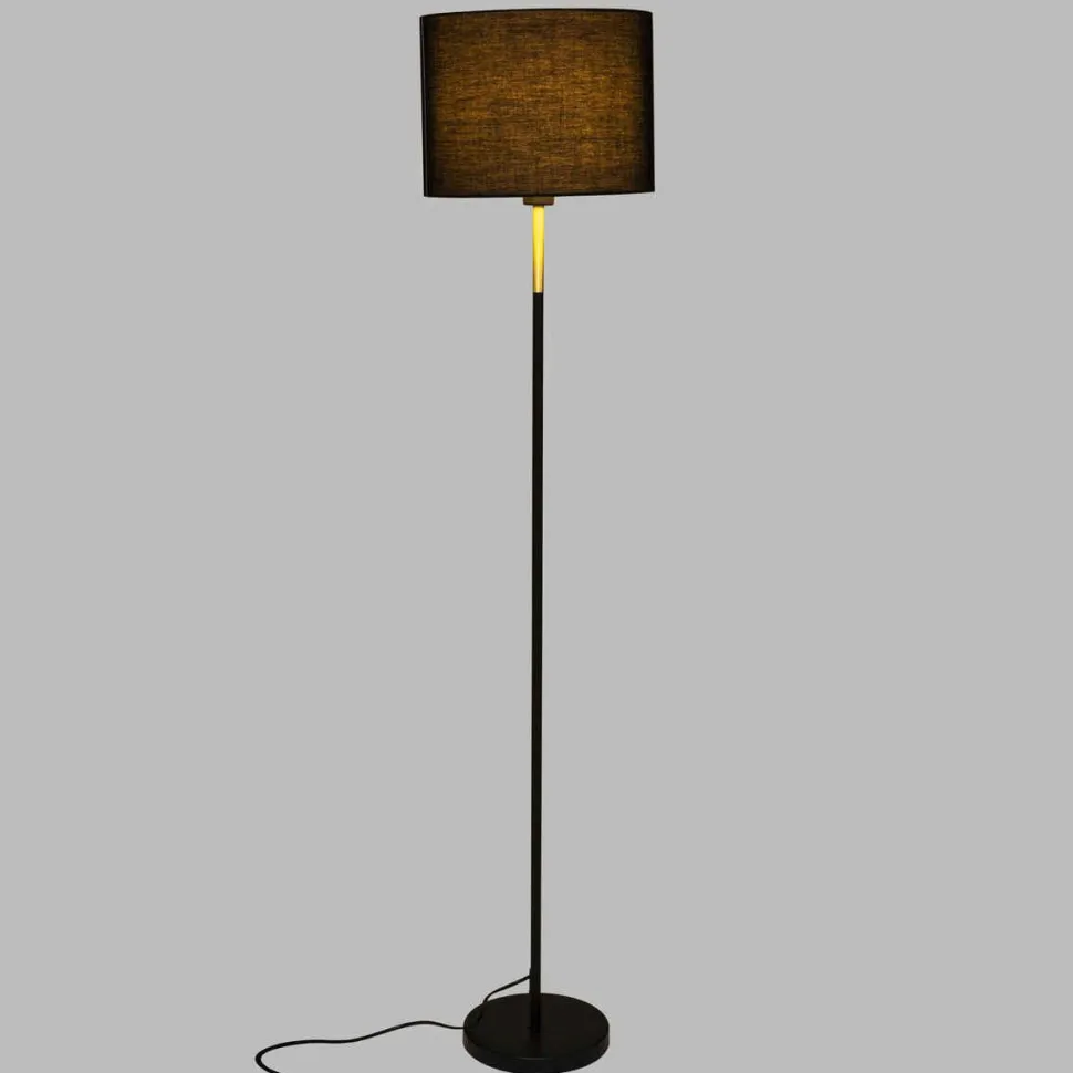 Atmosphera Lampadaire Droit Metal Jule Noir Et Dore H.150Cm