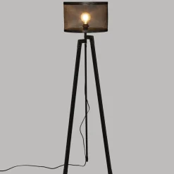 maxibazar Lampadaire Trepied Noah Noir H.140Cm