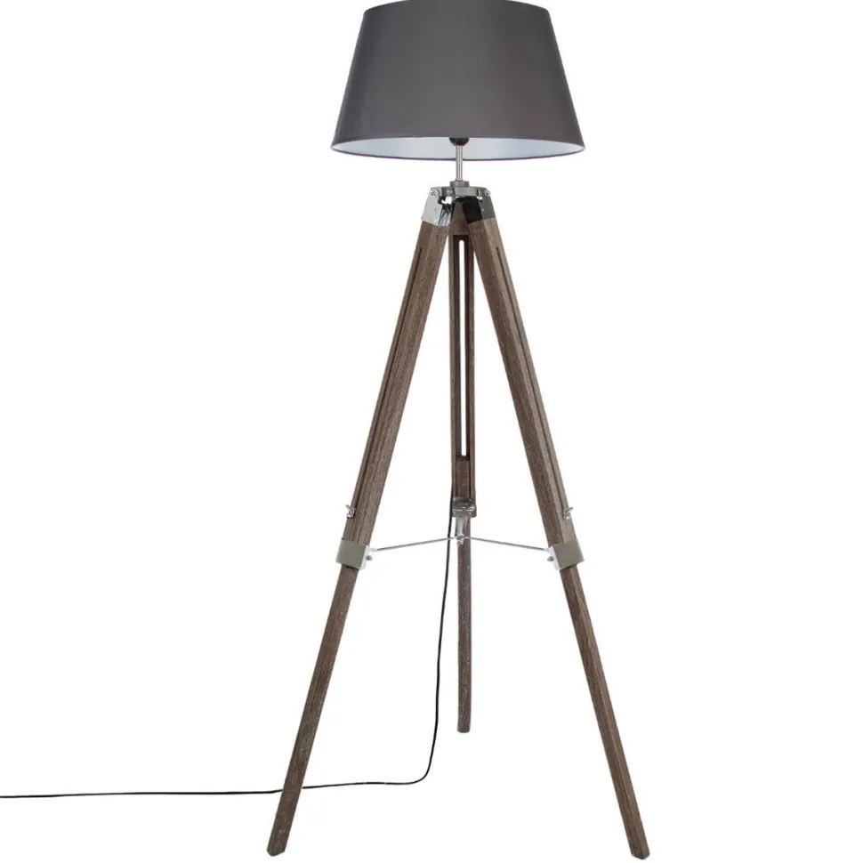 Atmosphera Lampadaire Trepied Runo Gris H.145Cm