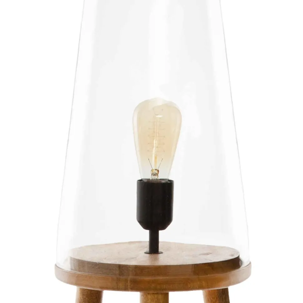 Atmosphera Lampadaire Verre Et Bois