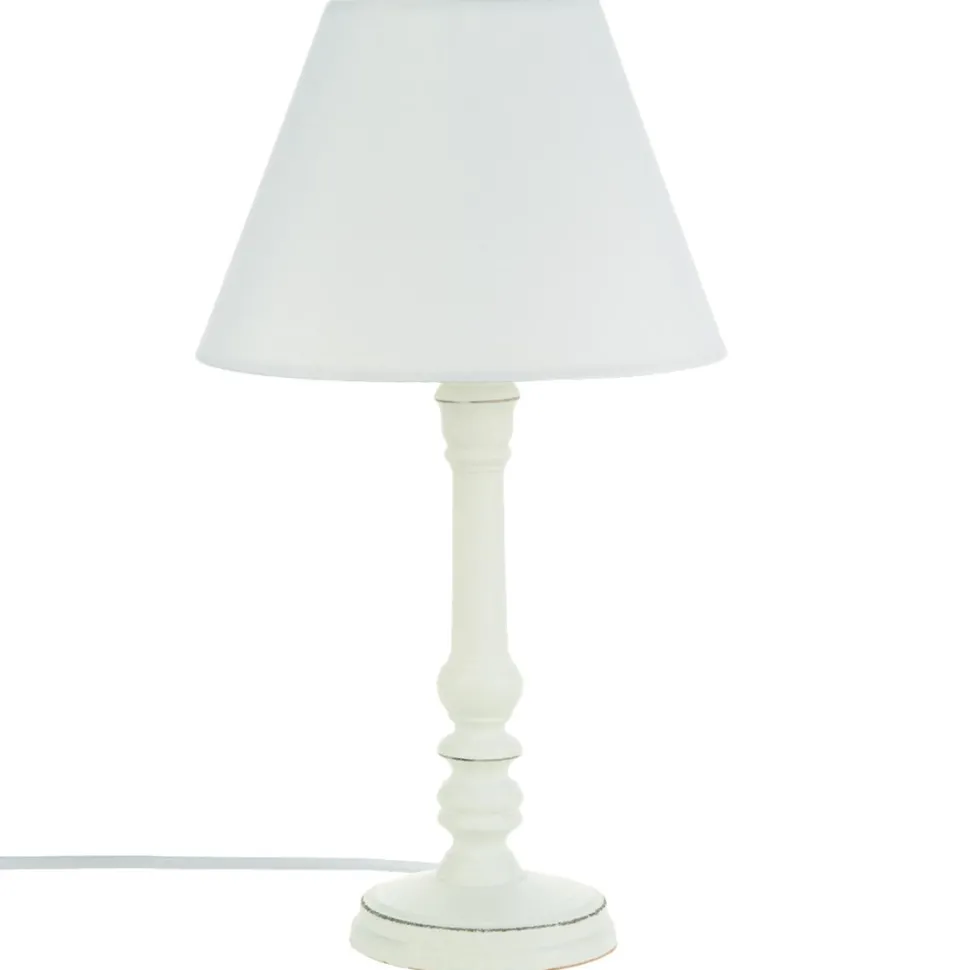 Atmosphera Lampe Bois Blanc Leo H.35Cm