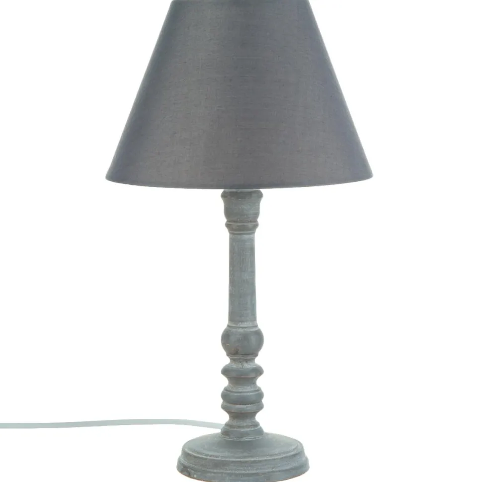 Atmosphera Lampe Bois Gris Leo H.36Cm