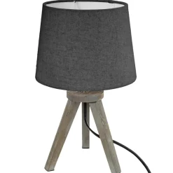 Atmosphera Lampe Bois Mini Trepied Gris H.31Cm