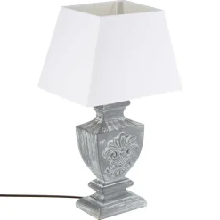 Atmosphera Lampe Bois Patine Gris H.53.5Cm