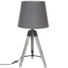 Atmosphera Lampe Bois Trepied Runo Gris H.58Cm