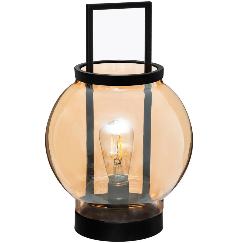 Atmosphera Lampe Led Verre Ambre D.19Cm