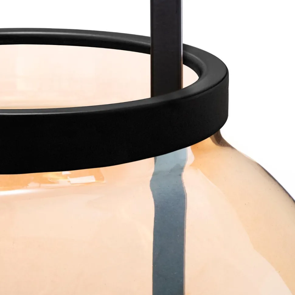 Atmosphera Lampe Led Verre Ambre D.19Cm