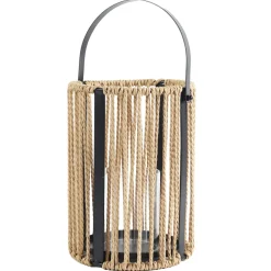 maxibazar Lanterne Matiere Naturelle Et Metal H.32Cm