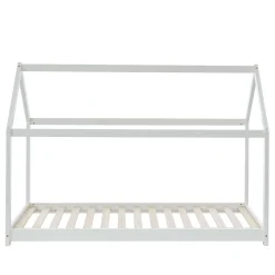 Lit Enfant Cabane Tiny Pin Blanc Sommier 90X190Cm