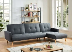 Luxi Canapé Angle Anthracite Convertible Style Scandinave