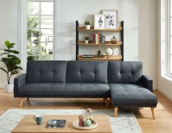 Luxi Canapé Angle Anthracite Convertible Style Scandinave