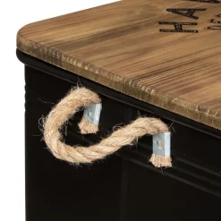 Malle Metal Bois Noir Cuba D.45.2X30X25Cm