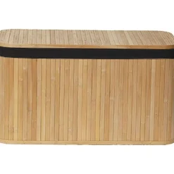 Malle Rectangulaire 66.5X29X38Cm Bambou Tissu Lin Noir