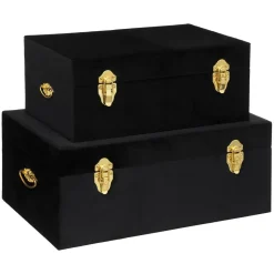 maxibazar Malle Velours Night Noir D.41X24X16.5Cm