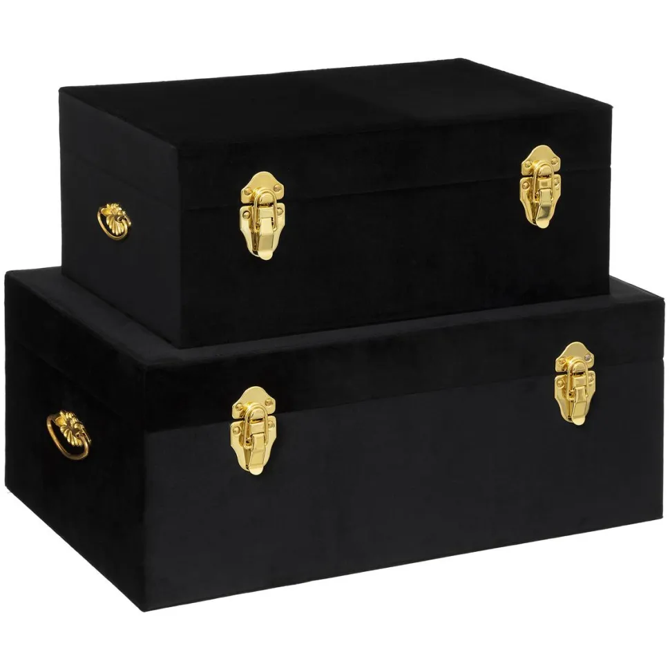 maxibazar Malle Velours Night Noir D.41X24X16.5Cm