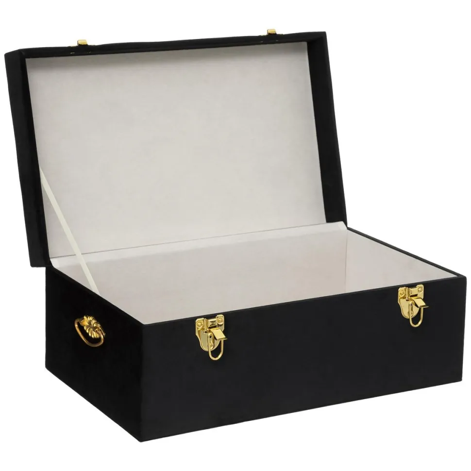 maxibazar Malle Velours Night Noir D.41X24X16.5Cm