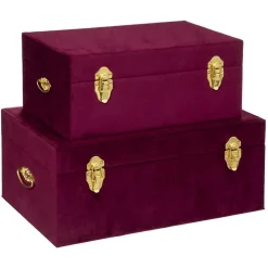 maxibazar Malle Velours Night Rubis D.49X29X19.5Cm