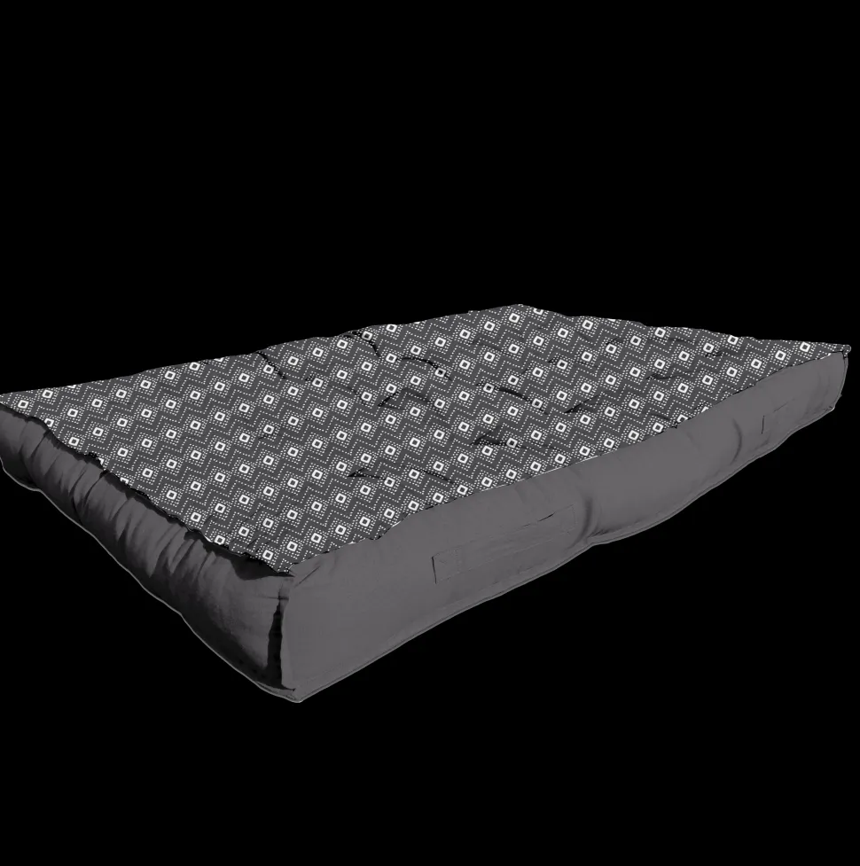 maxibazar Matelas Palette 120X80X15Cm Coton Ethnik Fusain