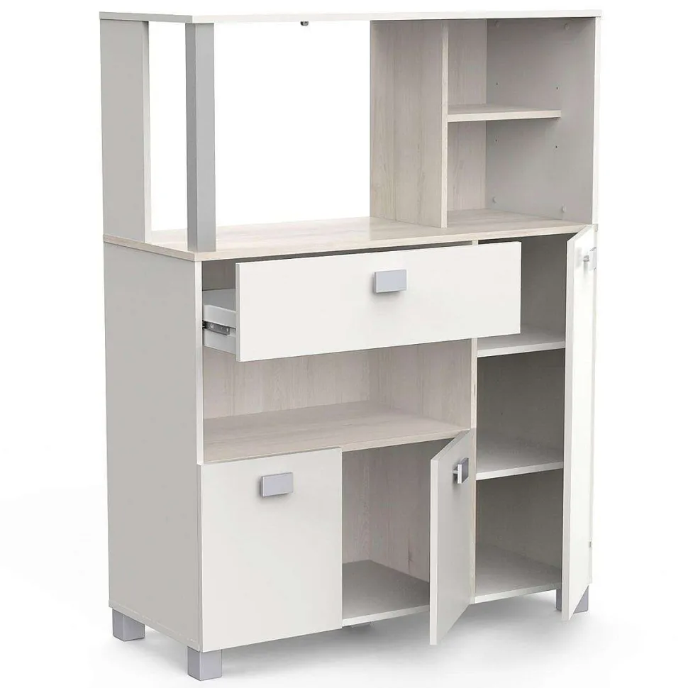 Meuble Loge Tout 3 Portes 1 Tirroir Basilic Acacia Blanc Mat