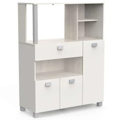 Meuble Loge Tout 3 Portes 1 Tirroir Basilic Acacia Blanc Mat