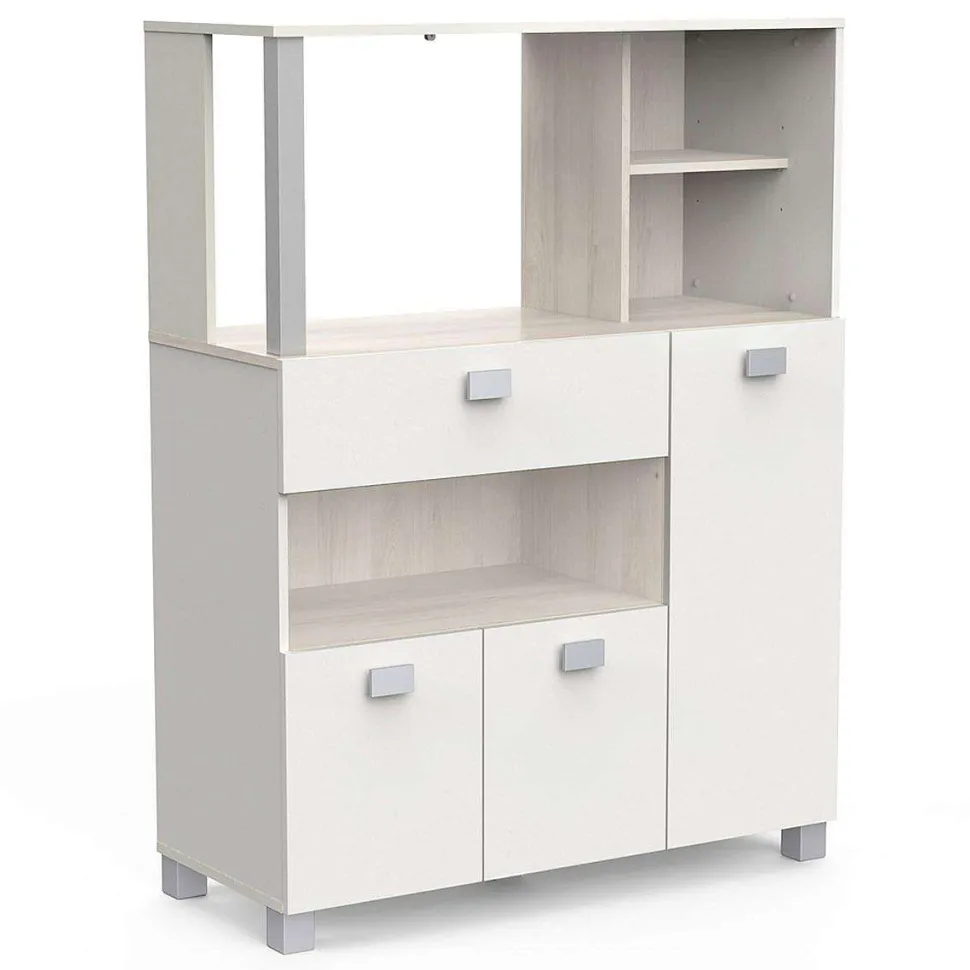 Meuble Loge Tout 3 Portes 1 Tirroir Basilic Acacia Blanc Mat