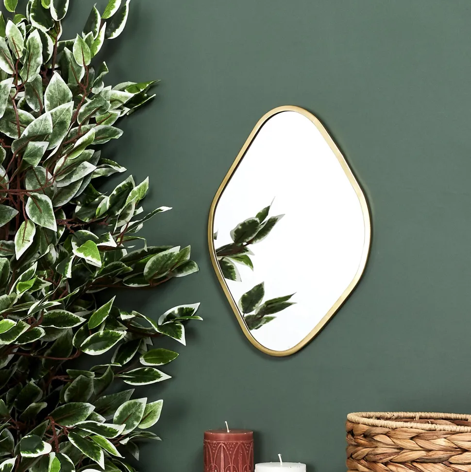 maxibazar Miroir Deco Contour Deco Dore Losange