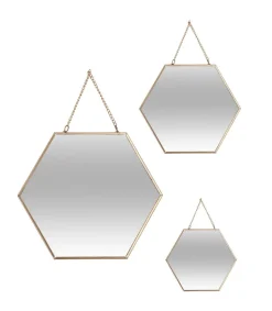 Atmosphera Miroir Hexagonal Metal Chaine X3 Or